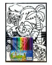 Картинка к книге Бархатные раскраски (фломастеры) - Бархатные раскраски. Слоненок и бабочка