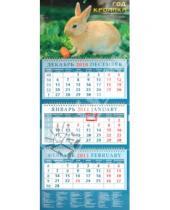 Картинка к книге Календарь квартальный 320х780 - Календарь квартальный 2011 год. "Год кролика. Кролик с морковкой" (14112)