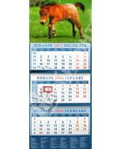 Картинка к книге Календарь квартальный 320х780 - Календарь 2014 на 3-х спиралях с пиколло и курсором "Играющий жеребенок" (14412)