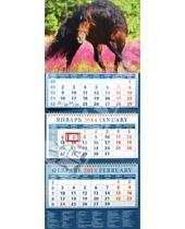 Картинка к книге Календарь квартальный 320х780 - Календарь 2014 на 3-х спиралях с пиколло и курсором "Гнедая андалузская лошадь" (14420)