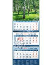 Картинка к книге Календарь квартальный 320х780 - Календарь 2014 на 3-х спиралях с пиколло и курсором "Березовая роща" (14444)
