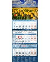 Картинка к книге Календарь квартальный 320х780 - Календарь 2014 на 3-х спиралях с пиколло и курсором "Тюльпаны" (14458)