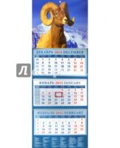 Картинка к книге Календарь квартальный 320х780 - Календарь квартальный на 2015 год "Год овцы. Горный баран" (14517)