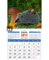 Картинка к книге Календарь на магните  94х167 - Календарь магнитный на 2015 год "Ежик с грибами" (20524)