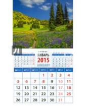 Картинка к книге Календарь на магните  94х167 - Календарь магнитный на 2015 год "Цветущий горный луг" (20528)