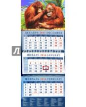 Картинка к книге Календарь квартальный 320х780 - Календарь квартальный на 2016 год "Год обезьяны. Два играющих орангутанга" (14604)