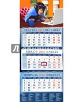 Картинка к книге Календарь квартальный 320х780 - Календарь квартальный на 2016 год "Год обезьяны. Шимпанзе за компьютером" (14613)