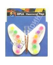 Картинка к книге OPLA - Краска "Бабочка" (80321239) флуоресцентная 6 цветов (12 шт.) + 2 кисти