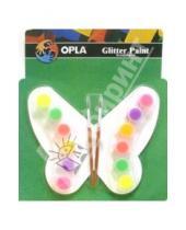 Картинка к книге OPLA - Краска "Бабочка" 80321241 флуоресцентная 6 цветов с блестками + 2 кисти