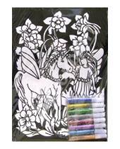 Картинка к книге Бархатные раскраски (гелевые краски) - Бархатная раскраска: Эльф в цветах (1504)