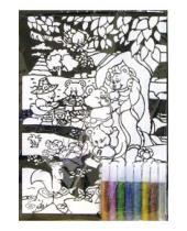 Картинка к книге Бархатные раскраски (гелевые краски) - Бархатная раскраска: Мишки на дереве (1510)