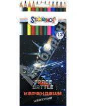 Картинка к книге Цветные карандаши 12 цветов - Карандаши, 12 цветов, "SPACE BATTLE" (134101-12)