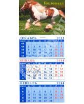 Картинка к книге Календарь квартальный на липкой ленте - Календарь на 2014 год "Лошадь породы тинкер". Квартальный (23405)