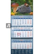 Картинка к книге День за днём - Календарь квартальный 2015. Ежик с грибами (14527)