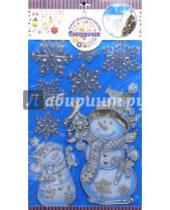 Картинка к книге 1TOY - Новогодний набор объемных наклеек "Снеговики" 50х32 см (Н88938)